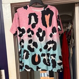 Leopard Print Shirt - Pink, Black, Blue
